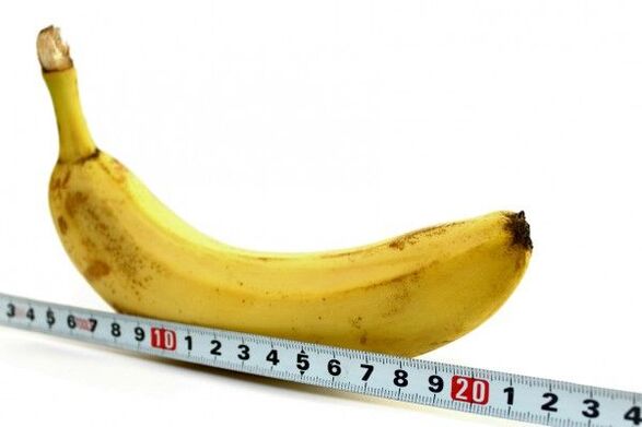 банан мысалында жыныс мүшесін өлшеу